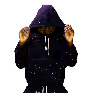 Nouvelle tendance personnalisée noir 100% coton sweat à capuche strass bouffée impression Logo lavable pull pour adultes d'hiver - Product Image 6