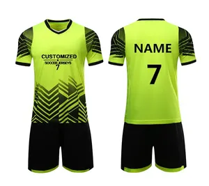 Groothandel Voetbal Sets Jeugd Voetbal Shirts Sport Kit Training Uniform Ademende Voetbal Uniformen Aangepaste Print Logo