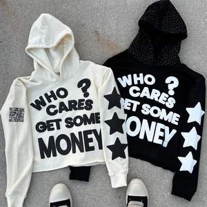 Sweat à capuche avec logo personnalisé 500gsm pull unisexe en coton brodé sweats à capuche imprimés bouffants recadrés 3D vierges - Product Image 2