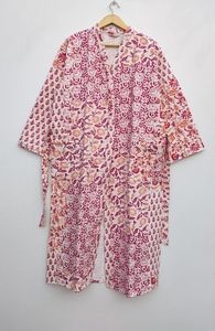 Patchwork diseño acabado rayas algodón Kantha chaqueta acolchada Unisex hecho a mano cosido a mano ropa de dormir ecológica - Product Image 6