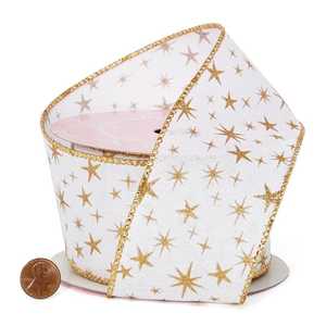 Cinta de Lino Sintético con Diseño Floral de Estrellas, Cinta de Poliéster para Decoraciones de Navidad, Cumpleaños, Halloween y Bodas, Lazos - Product Image 4