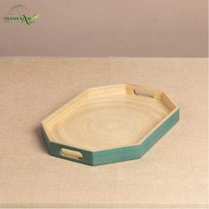 Plateau en bambou laqué octogonal moderne, fait à la main, léger, écologique, décoratif, pour un usage domestique - Product Image 1