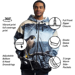 Sweats à capuche zippés personnalisés pour hommes XS 6XL col à capuche en polaire confortable fermeture éclair confortable pour l'hiver - Product Image 6