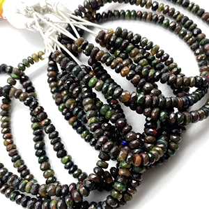 Vente en gros d'opale éthiopienne noire à facettes perles en forme de rondelle 5.5-6.5 MM pierres revêtues d'opale éthiopienne prêtes pour magasin de détail - Product Image 4