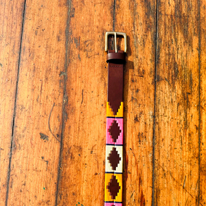 Ceinture de polo en cuir rose et moutarde pour jeunes avec boucle de qualité supérieure 100% ceinture en cuir véritable ceinture de luxe en cuir de polo - Product Image 4