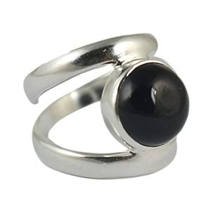 925 Sterling Silver Handmade Black Onyx <b>Ring</b> Rhodium Plated July Birthstone Promise <b>Statement</b> Jewelry - Product Image 1