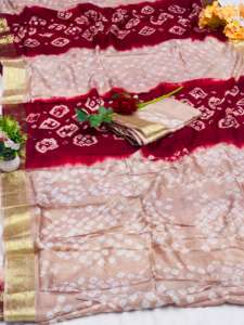 Presentando el nuevo Shibori Pure Bandhej y tejido Jacquard Border con Rich Palau Sari Collection para mujeres - Product Image 4