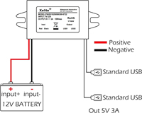 Convertidor Reductor de Voltaje Xelite DC-DC de 12V a 5V 3A 15W, Módulo Convertidor con Doble Salida USB Hembra para Automóvil