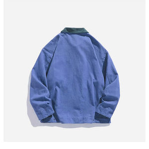 Chaqueta de lona a prueba de viento resistente, ligera, transpirable, lavada, de algodón antiguo, OEM para hombre, abrigo holgado con estampado de calle alta - Product Image 2