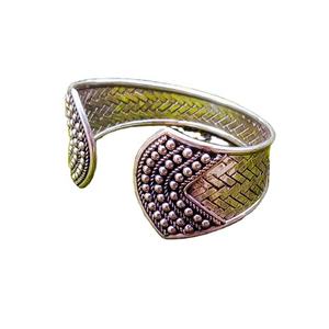 Pulsera clásica de plata de ley chapada en oro, diseño de mimbre hecho a mano para regalo Unisex, mujeres y hombres - Product Image 1