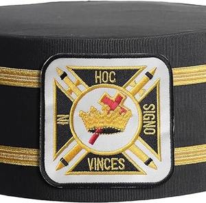 Gorro de la Orden de los Caballeros Templarios - Negro con Dos Trenzas Doradas, Tipo de Tela: Rayón Negro, Origen: Importado - Product Image 3