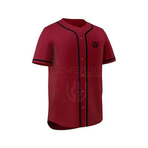 เสื้อเจอร์ซีย์เบสบอลแบบติดกระดุมเสื้อเจอร์ซีย์เบสบอลสีทึบ - Product Image 3