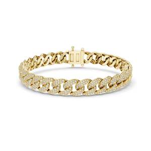 Bracelet cubain en diamant de laboratoire 4,997 CT, taille brillant ronde VVS-VS EF, or 10KT, 14KT, 18KT et argent 925, rose, jaune - Product Image 3