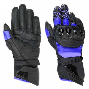 ถุงมือหนังขี่มอเตอร์ไซด์สำหรับผู้ชาย, ถุงมือแข่งรถมอเตอร์ไซด์ถุงมือแข่งรถสีน้ำเงินสีดำ - Product Image 1