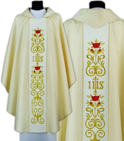 Chasuble catholique en polyester de qualité et brodé à la machine étole célébrant prêtre Vintage Robe Robe Cape