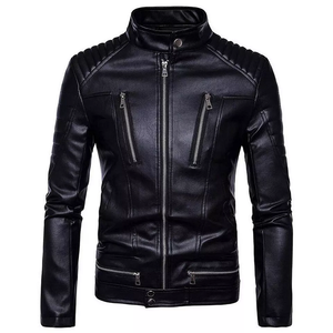 Meilleur design tendance Vente à chaud Impression de logo personnalisé de haute qualité Manches en cuir en toile pour hommes Col montant Rue principale - Product Image 3