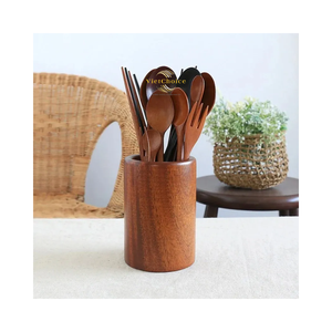 Soporte minimalista para palillos de madera, hecho a mano con madera natural, para guardar utensilios de comedor. - Product Image 3