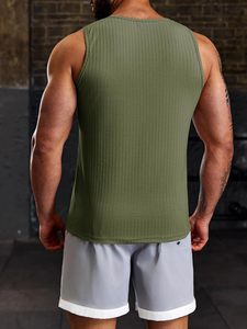 Lot de 2 débardeurs côtelés décontractés pour hommes, t-shirts d'entraînement sans manches en tricot, t-shirt de fitness Muscle Gym - Product Image 6