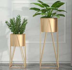 Macetas de Flores de Metal Dorado de Lujo Nórdico con Soporte, Macetas Redondas Grandes para Decoración de Interiores de Jardín y Hogar a Precio de Mayoreo - Product Image 4