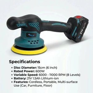 21V Cordless Industrial Car Polisher 600W 150mm 6 Inch Portable <b>Electric</b> Buffer 11000RPM 8 Speeds Wood Floor Polishing <b>Kit</b> 3AH - Product Image 6