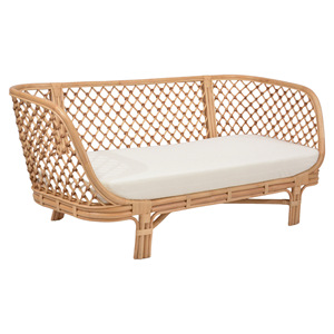 Canapé-lit en rotin naturel artisanal avec un design en tissage diamant |   Meubles Élégants et Durables pour Espaces Intérieurs - Product Image 1