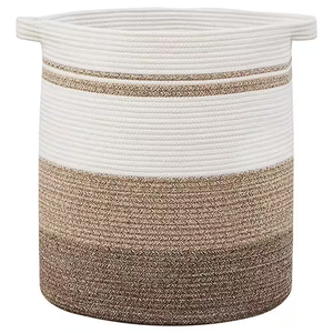 Grande canne d'intérieur en jonc de mer Panier de rangement en corde de coton Wiwin Matériau naturel biodégradable Fait à la main Article décoratif pour la maison Jardin - Product Image 5