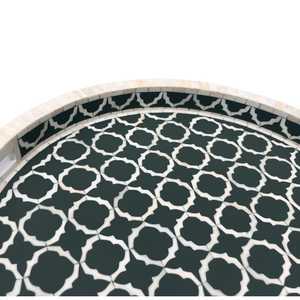 Plateau de service moderne en os incrusté, écologique et de haute qualité, pour le Ramadan, les mariages et les fêtes, personnalisable, rond, décoration d'intérieur - Product Image 6