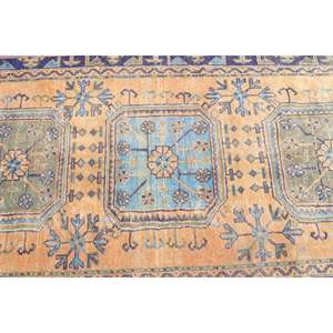 Alfombra de 3.2x9.1 pies, Alfombra Vintage, Alfombra Persa Azul - Product Image 5