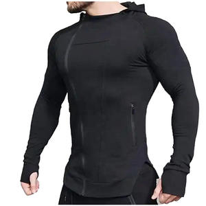 Chándal de gimnasio de entrenamiento de alta calidad, chándal transpirable liso deportivo ajustado con cremallera para hombre, chándal de jogging de algodón 100% para hombre - Product Image 6