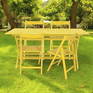WELL HOME Set di 4 Sedie da Giardino BAS in Legno di Faggio con Finitura Gialla per Arredamento e Decorazioni Casa - Product Image 3