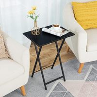 Ensemble de 2 tables à manger rectangulaires pliantes en bois massif couleur bois naturel avec plateau en marbre, design moderne minimaliste, gain de place pour la maison