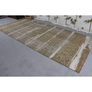 Tapis turc vintage 5.8x12.9ft en laine tissée plate marron beige avec motif patchwork pour les décorations de salon ou le couloir - Product Image 2