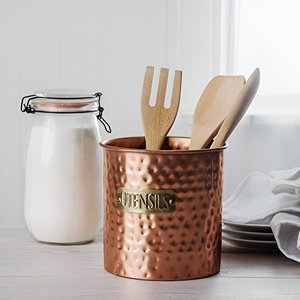 Luxury Metal Hammered Copper Finished Cutlery Holder for Restaurant Table Home Hotel - Product Image 2