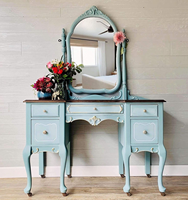 Table de maquillage et de toilette moderne de luxe en bois de pin, pliable et convertible, avec miroir réglable, design à fixation au sol pour salle de bain