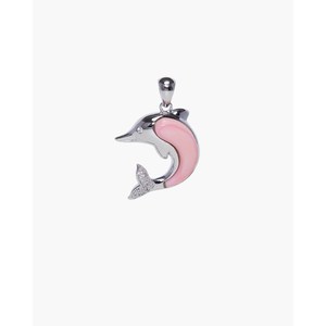 Pendentif breloque dauphin plaqué rhodium avec perle, diamant et zircon - Product Image 6