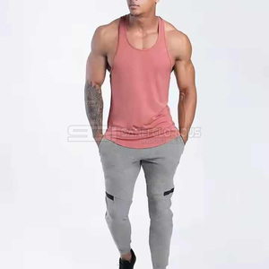 <b>Men</b> gym high stretchable tank top cotton spandex breathable workout fitness <b>singlet</b> sleeveless bulk wholesale factory - Product Image 4