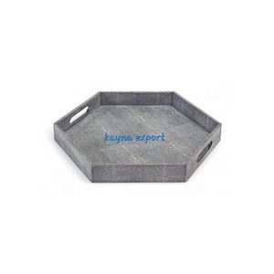 Fancy Decorative Printed Enamel Finish Bamboo <b>Serving</b> Tray Food Safe Grade Wood Tray Fruit <b>Platters</b> Handicraft Technology Home - Product Image 4