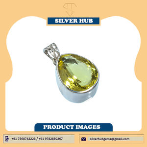 2025ใหม่จี้อัญมณีควอตซ์เลมอนตัดจากลูกแพร์สีเงินแท้925จี้อัญมณีธรรมชาติ - Product Image 2