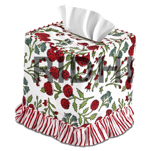 Housse de boîte à mouchoirs en coton rouge grenat Ridhi, faite à la main, à volants, tissu imprimé à la main, porte-serviettes, décoration d'intérieur, cadeau, utilisation en chambre, classique - Product Image 2