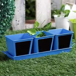 Juego de 3 macetas galvanizadas para decoración de jardín interior y exterior, macetas para plantas, superventas al precio más barato - Product Image 4