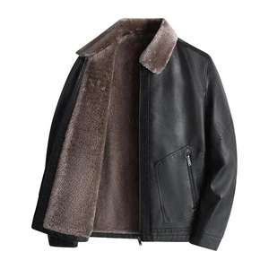 <b>Men's</b> Jackets <b>Men</b> PU Leather Bomber Jacket <b>with</b> <b>Faux</b> <b>Fur</b> Collar Warm Winter Streetwear Outerwear Zip Up Fashion <b>Coat</b> <b>with</b> Ribbed - Product Image 2