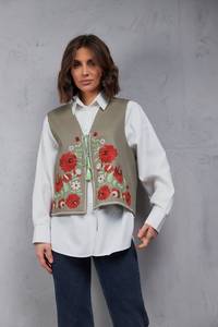 เสื้อแจ็คเก็ตผ้าแคนวาสปักลายซูซานีคุณภาพดีเยี่ยม งานแฮนด์เมด ระบายอากาศได้ดี เป็นมิตรกับสิ่งแวดล้อม เหมาะสำหรับฤดูหนาว สไตล์โบฮีเมียน สำหรับผู้หญิง แบบปกติ บุผ้าแบบควิลท์ ฟรี - Product Image 4