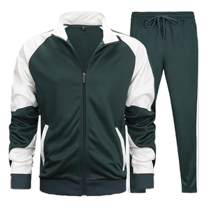 Ensemble de survêtement zippé à col montant pour homme, deux pièces en polyester, veste et pantalon droit, vêtements de sport confortables et athlétiques - Product Image 1