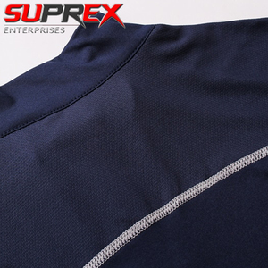 Camiseta Deportiva de Compresión para Hombre, Cuello Redondo, Manga Larga, Ajustada, de Lona, Poliéster/Algodón, con Cierre - Product Image 4