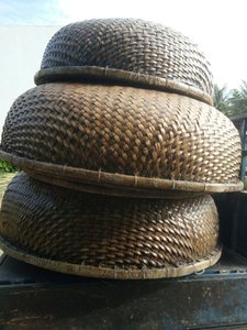 Barco de pesca redondo de bambú, coráculo, vietnamita, natural - Product Image 3