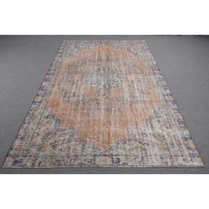Alfombra Turca Vintage de Lana Naranja, 5.7x9.6 pies (174x292 cm) - Product Image 1