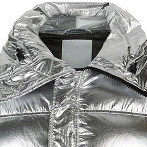 Vente en gros de haute qualité logo personnalisé col montant imperméable veste à bulles pour hommes hiver avec finition brillante et motif solide - Product Image 3