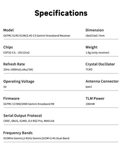 Ricevitore GEPRC ELRS 915M/2.4G <span class=keywords><strong>C3</strong></span> Gemini Xrossband a Doppia Frequenza 1000Hz LR1121 TCXO 100mW Telemetria FPV a Lungo Raggio RX - Product Image 5