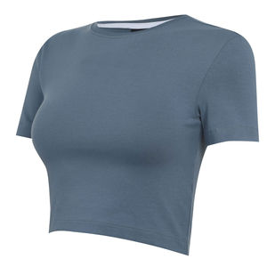 Camiseta con estampado liso y logotipo personalizado para mujer, Camiseta corta de punto sexy de verano al por mayor con mangas cortas diseñada por Nurak - Product Image 4