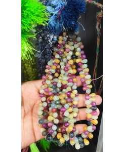 Perles de goutte de saphir multiples naturelles, rondelles à facettes, perles de pierres précieuses, pierre précieuse pour la fabrication de bijoux, vente en gros - Product Image 1